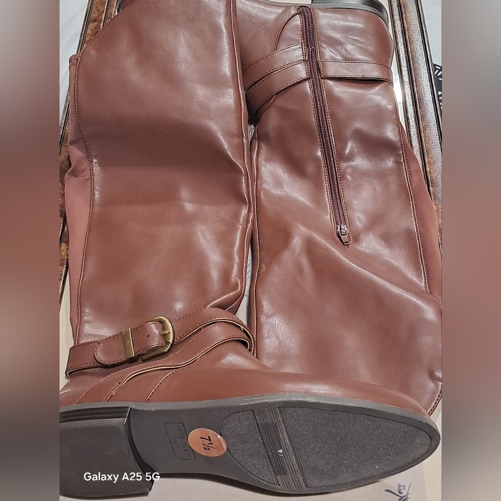 NWOT Anne Klein AKBESSA Brown Over The Knee OTK Riding Boots Size 7.5 iFlex - Picture 15 of 16